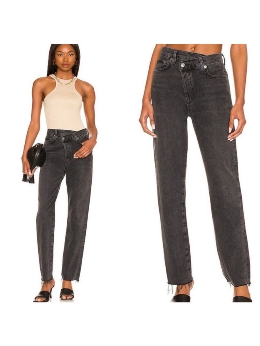 Agolde Straight Leg Jeans in Washed Black